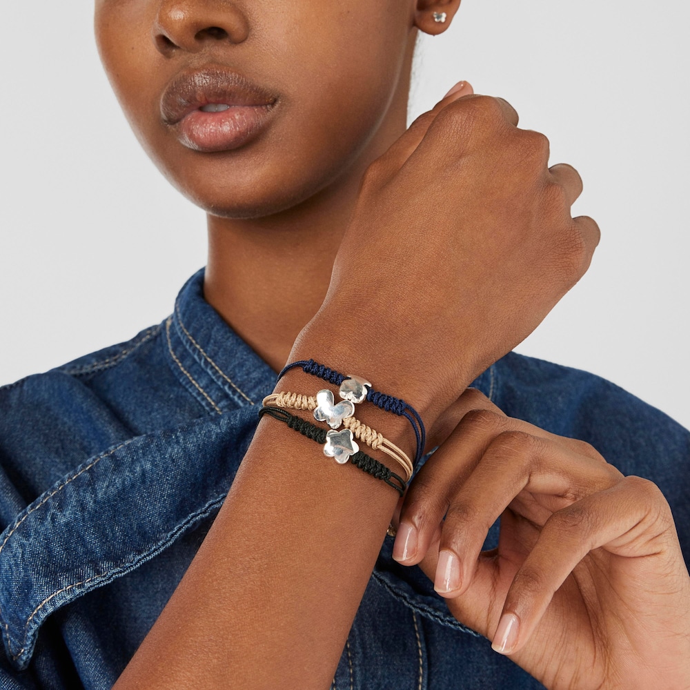 Nylon Bold Motif Bracelet with silver bear motif