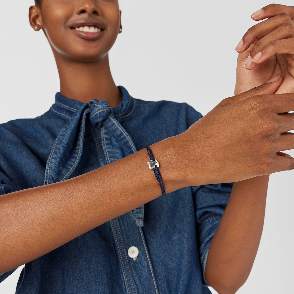 Pulsera de nylon con motivo oso de plata Bold Motif