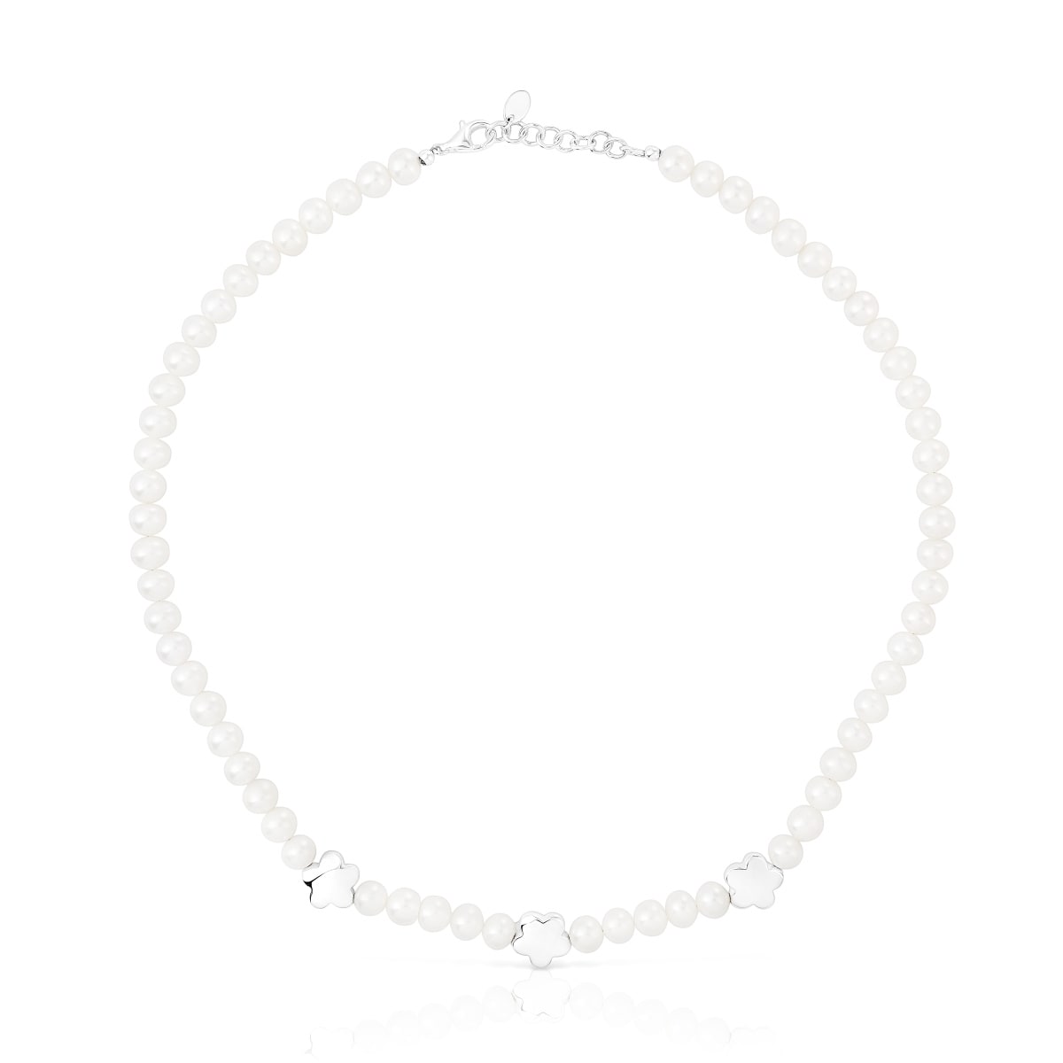 Tous - Collar Con Perlas Cultivadas Y Motivos Flor De Plata Bold Motif - Plateado