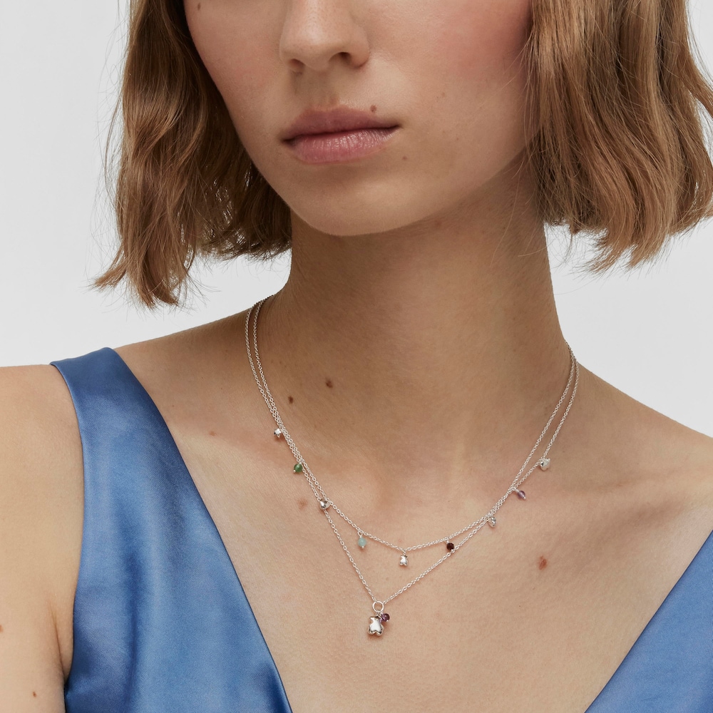 Collar de plata y gemas Bold motivos Motif