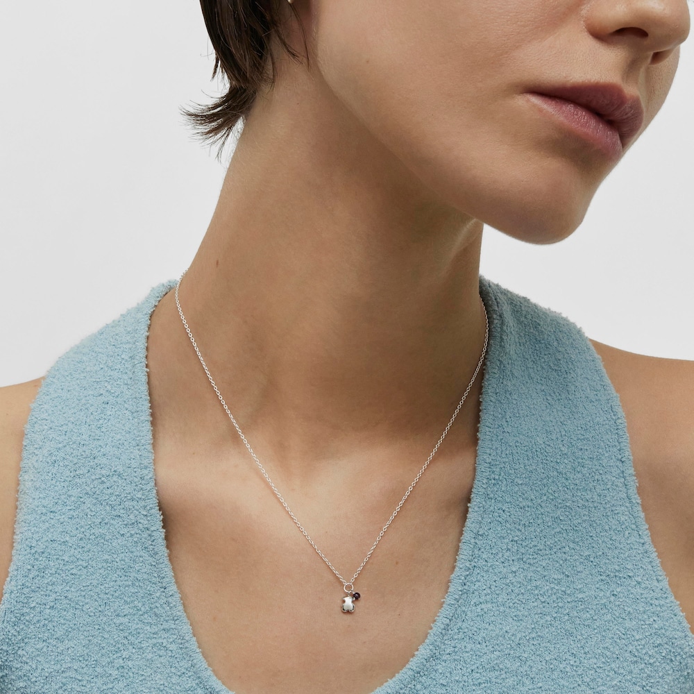 Naszyjnik ze srebra, z misiem z ametystu Bold Motif