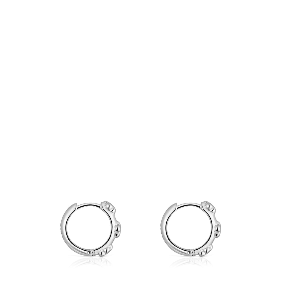 Silver Bold Motif flower motif Hoop earrings image number 1