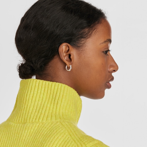 Silver Bold Motif flower motif Hoop earrings