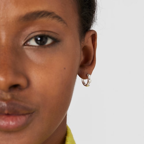Silver Bold Motif flower motif Hoop earrings