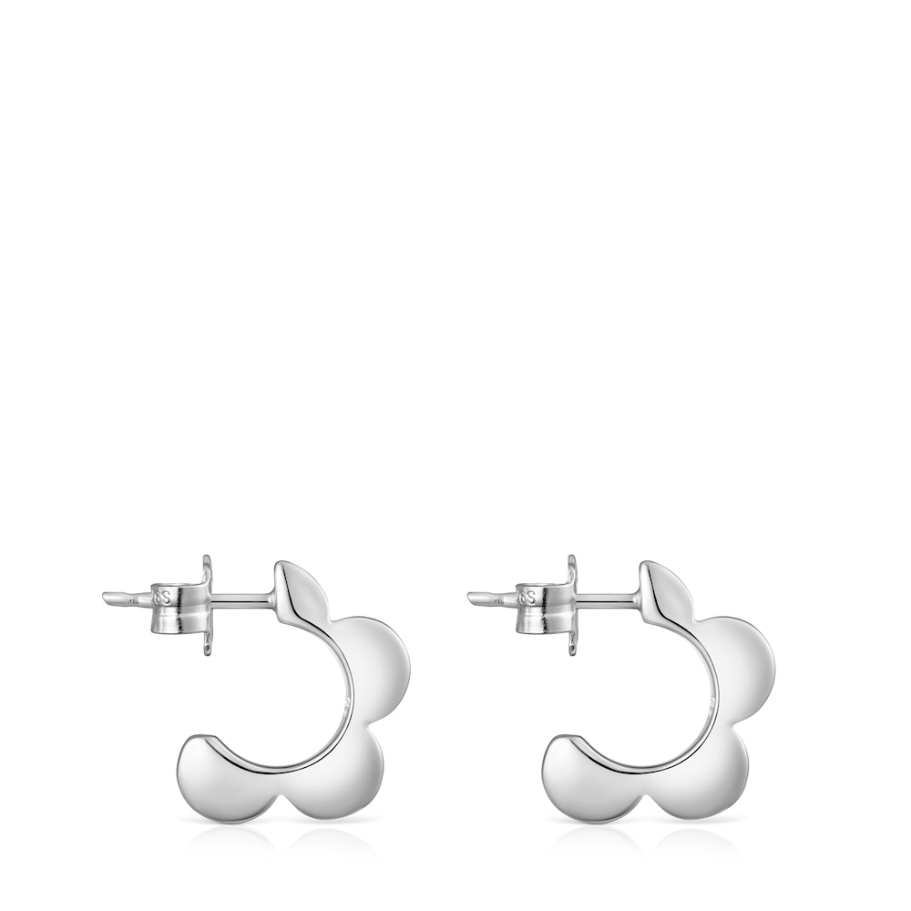 Pendientes aro de plata flor Bold Motif image number 1