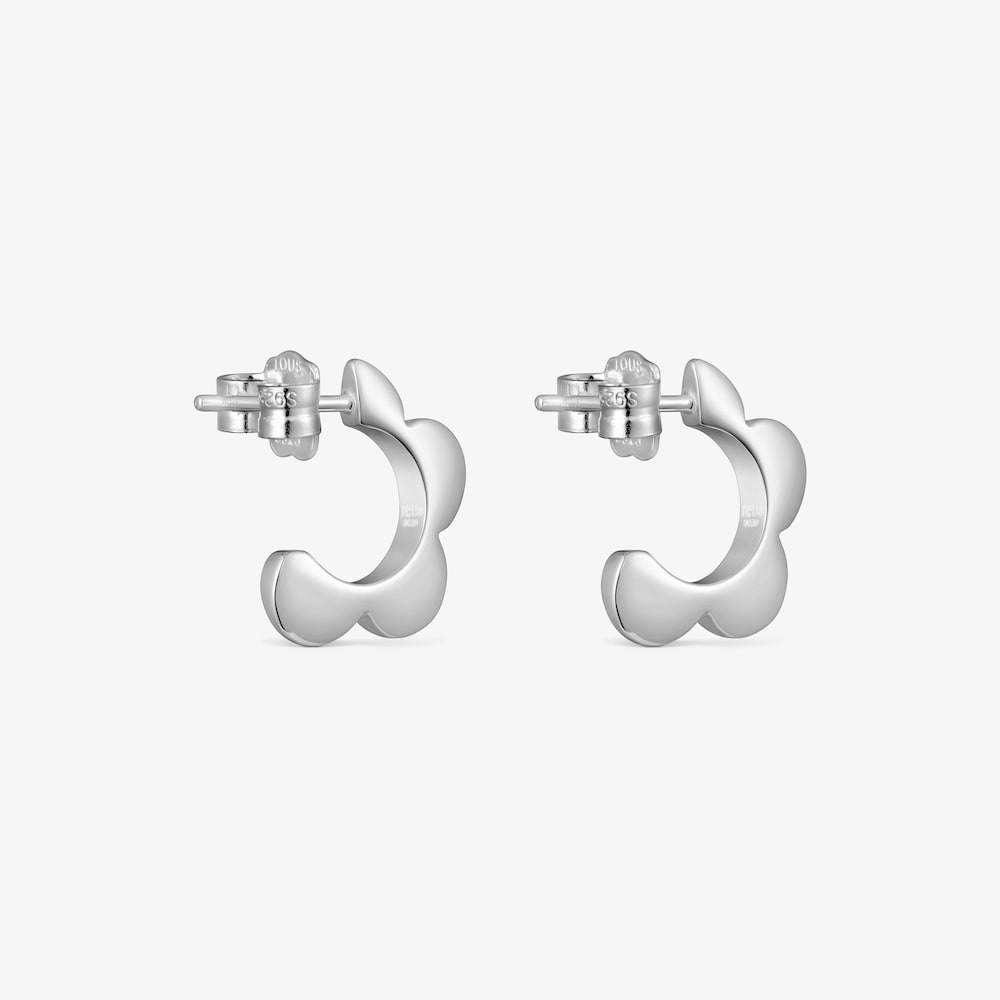 Pendientes aro de plata flor Bold Motif
