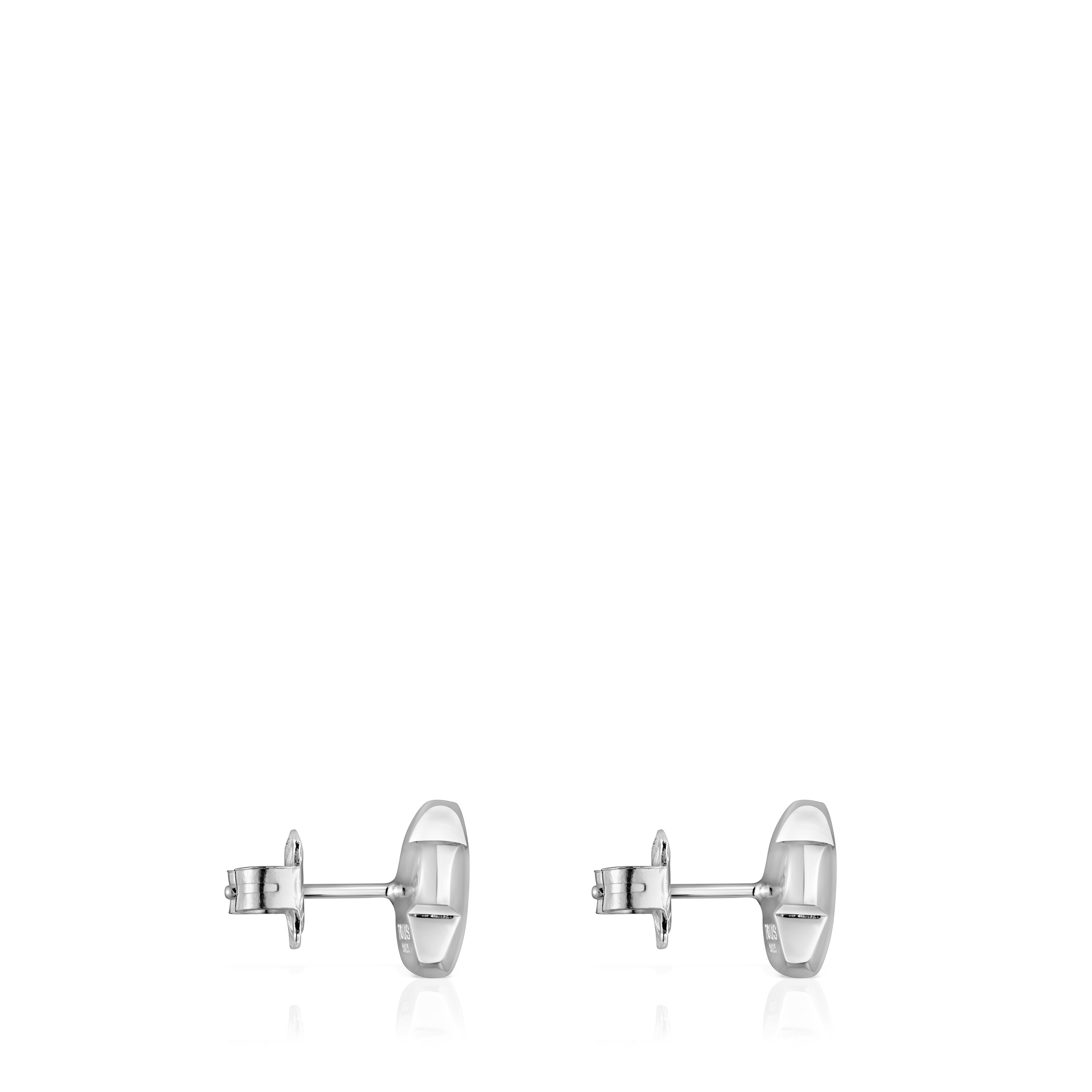 Silver Bold Motif flower Earrings