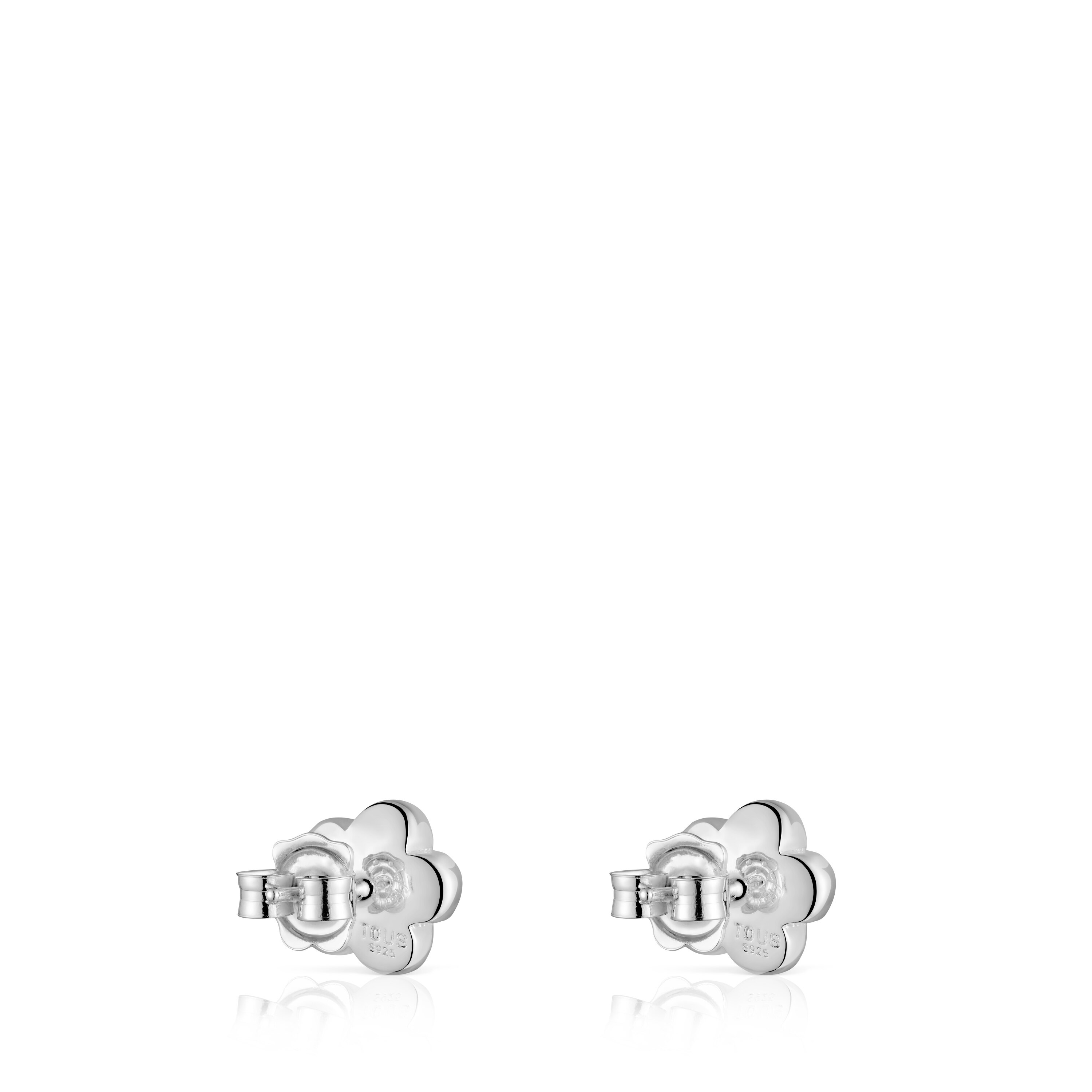 Silver Bold Motif flower Earrings