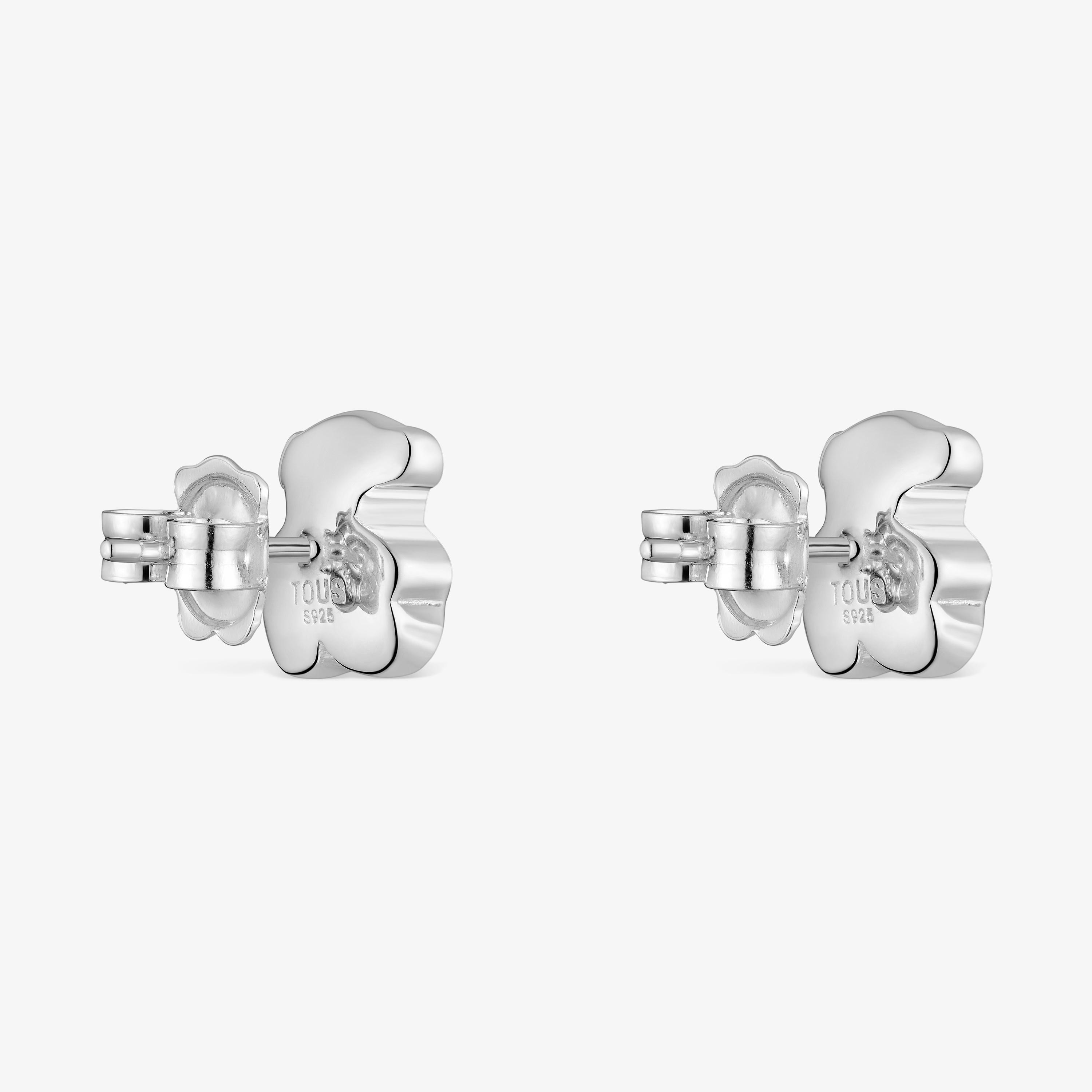Silver Bold Motif bear Earrings