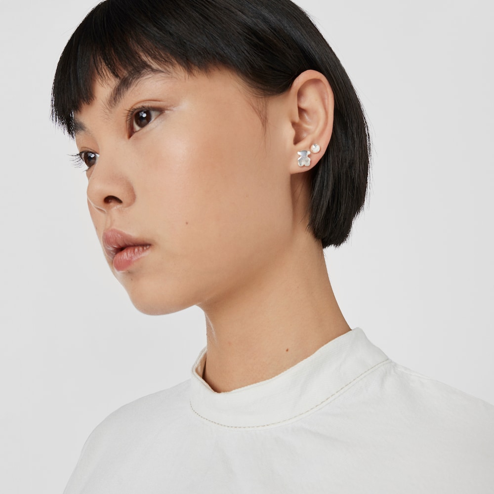 Pendientes de plata oso Bold Motif image number 3