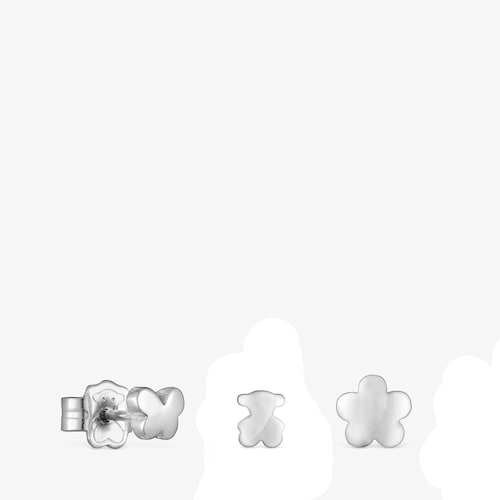 Pack de tres aretes de plata motivos Bold Motif