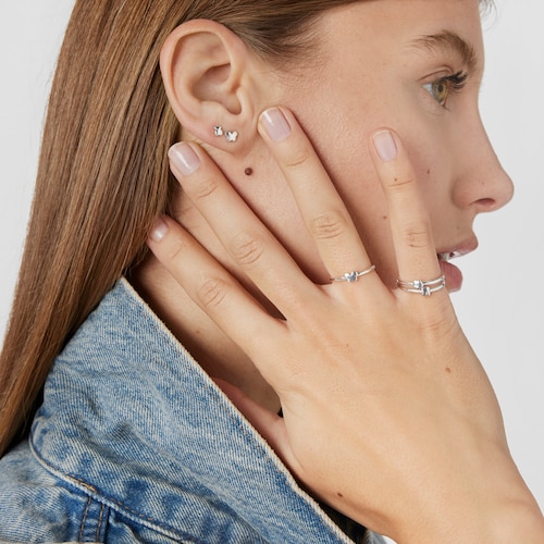 Pack de tres aretes de plata motivos Bold Motif