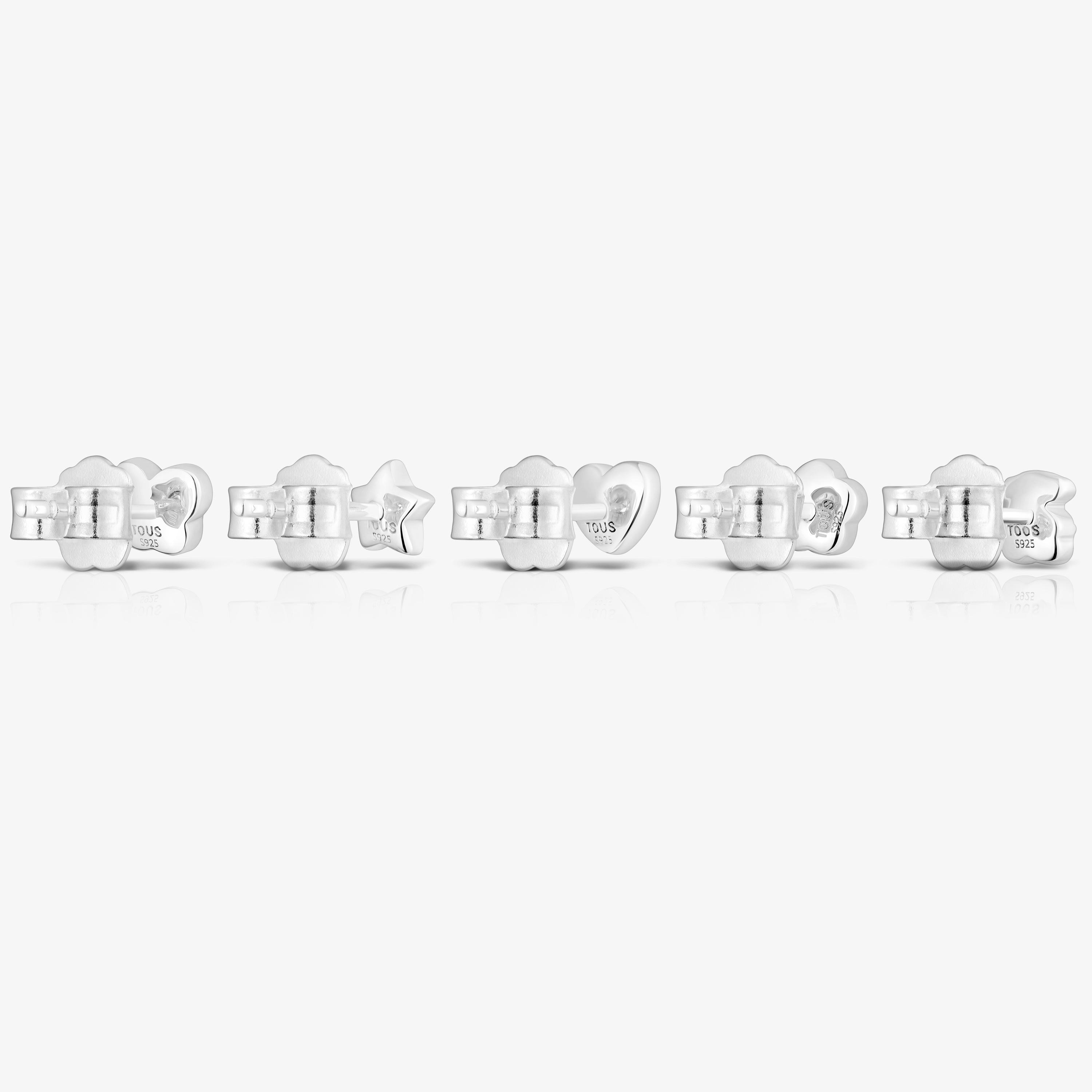 Set of loose silver Bold Motif Earrings with gemstones