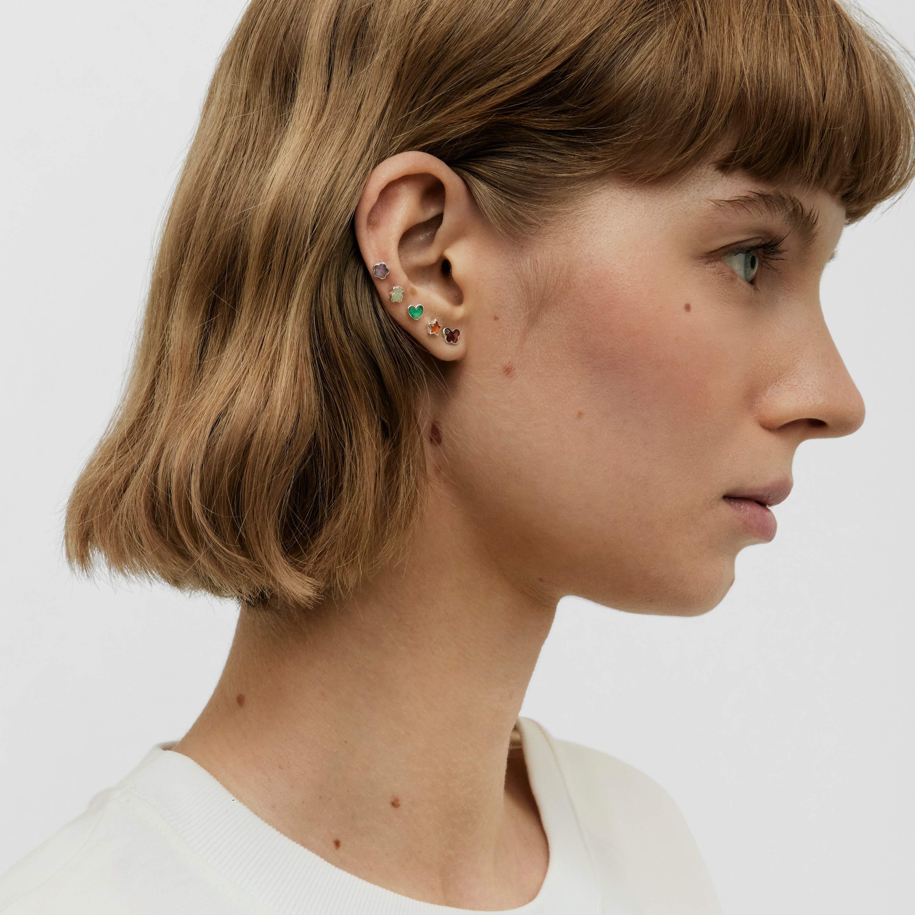 Set of loose silver Bold Motif Earrings with gemstones