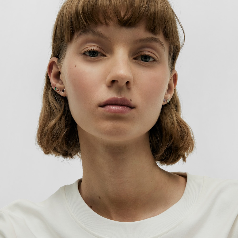 Set of loose silver Bold Motif Earrings with gemstones