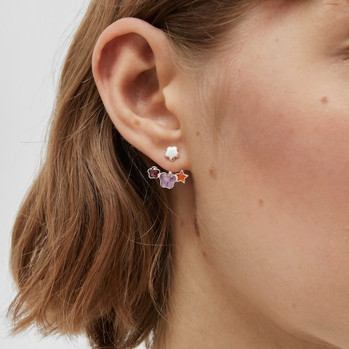 Pendientes de plata y gemas Bold Motif