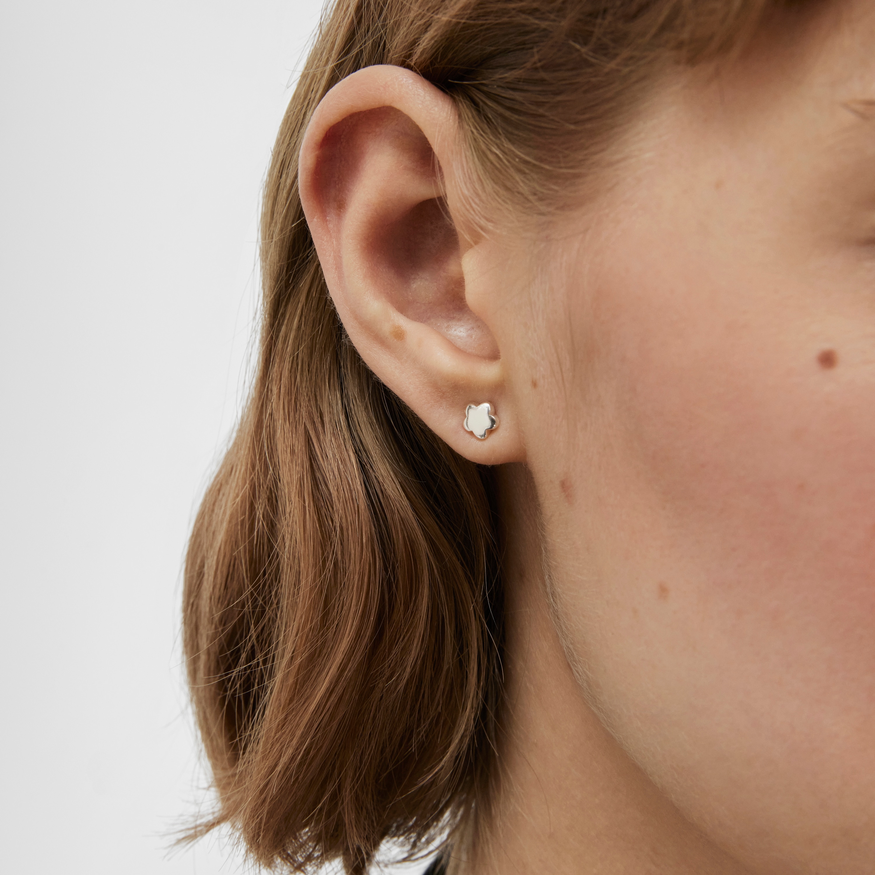 Silver Bold Motif Earrings with gemstones