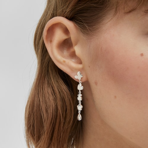 Large silver Bold Motif Earrings with motifs
