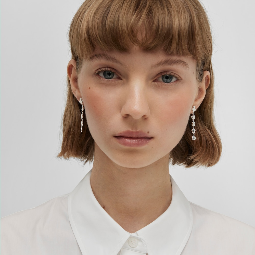 Aretes largos de plata motivos Bold Motif