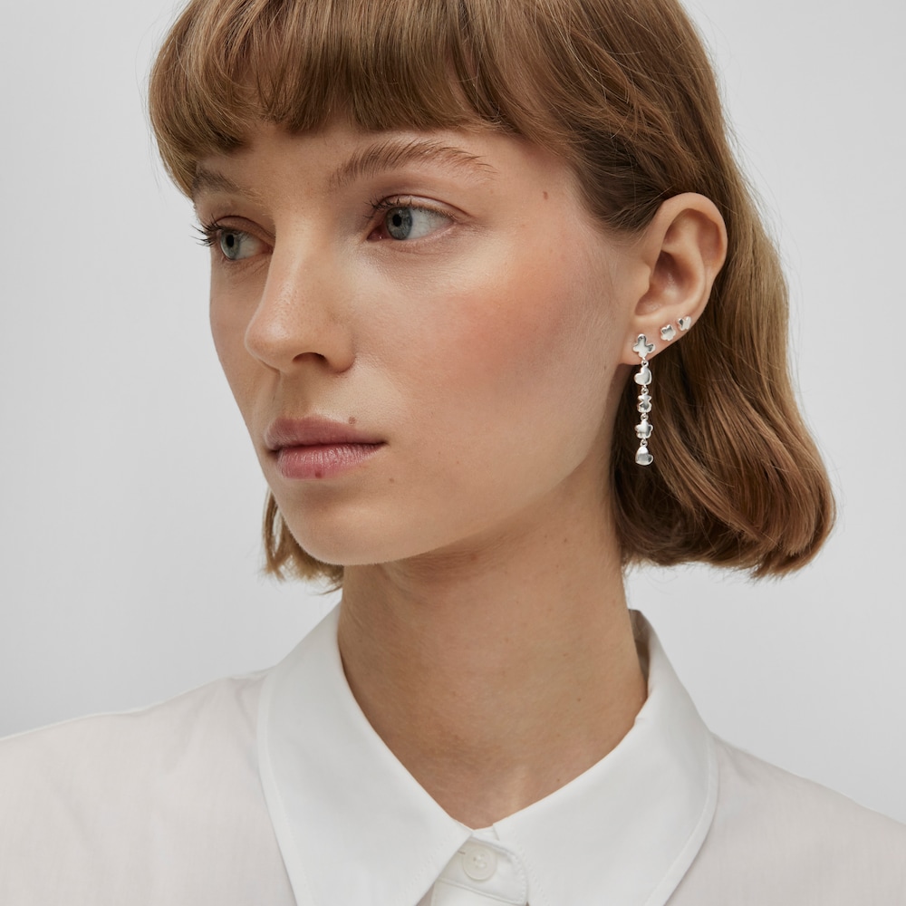 Aretes largos de plata motivos Bold Motif