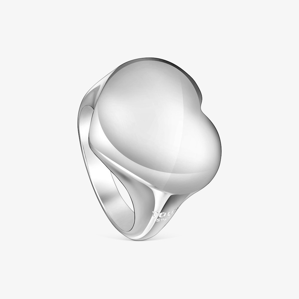 Anello a sigillo Bold Motif in argento motivo cuore