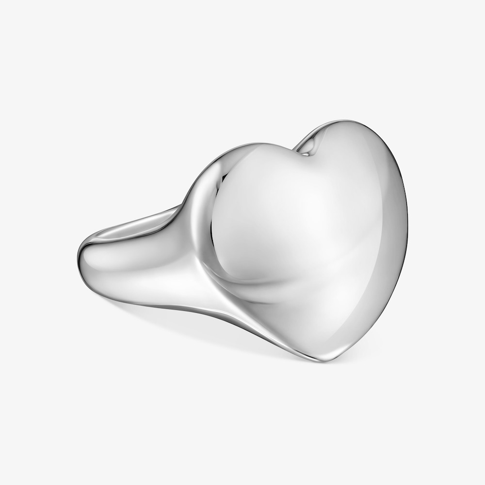 Anello a sigillo Bold Motif in argento motivo cuore