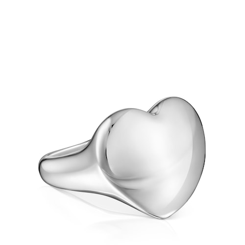Anillo sello de plata corazón Bold Motif