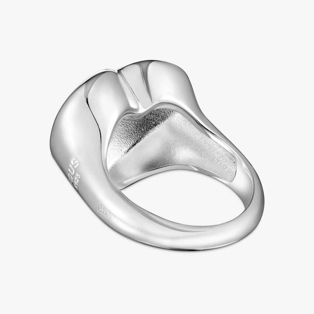 Anello a sigillo Bold Motif in argento motivo cuore
