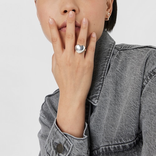 Anillo sello de plata corazón Bold Motif