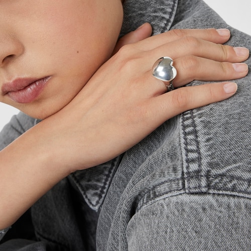 Anillo sello de plata corazón Bold Motif