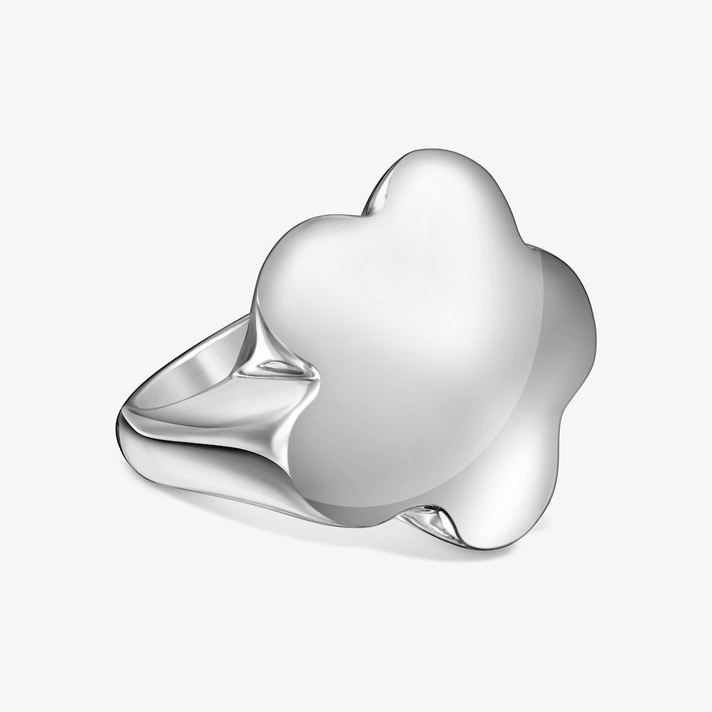 Anillo sello de plata flor Bold Motif