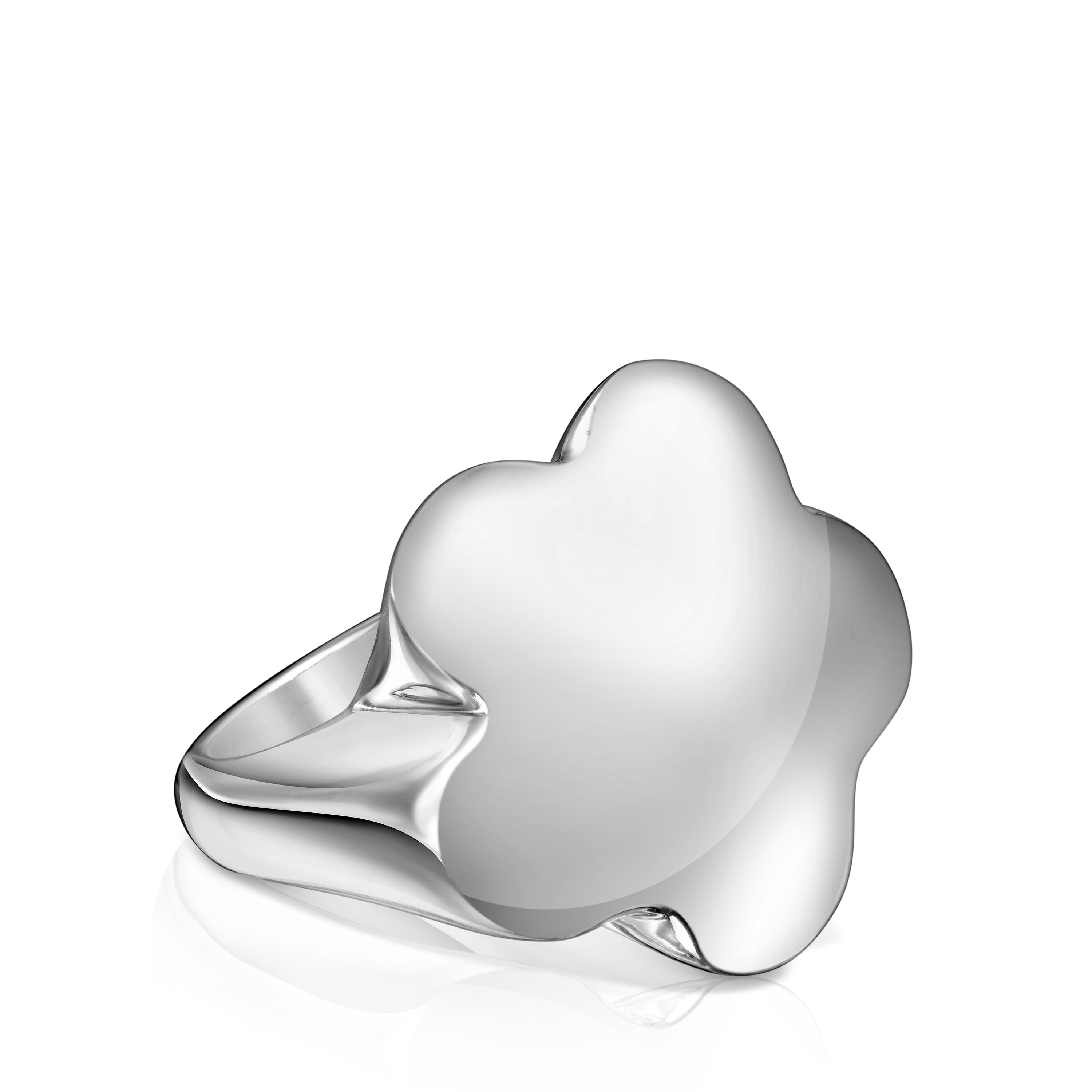 Silver Bold Motif flower Signet ring