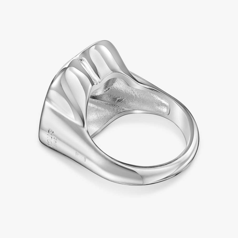 Anillo sello de plata flor Bold Motif