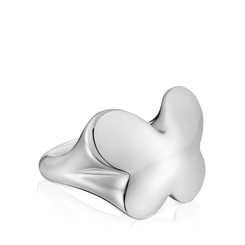 Silver Bold Motif butterfly Signet ring