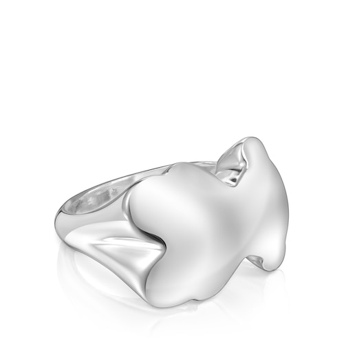 Anillo sello de plata oso Bold Motif