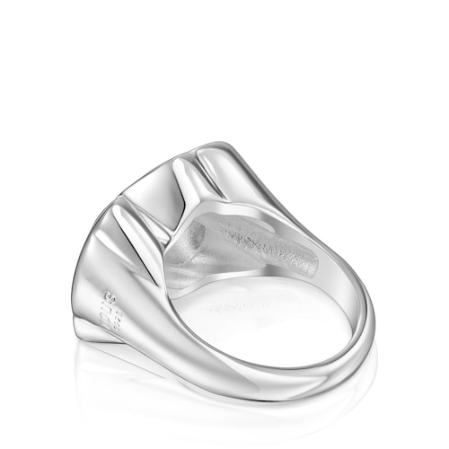Anillo sello de plata oso Bold Motif