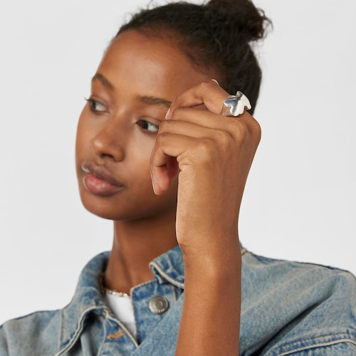 Anillo sello de plata oso Bold Motif