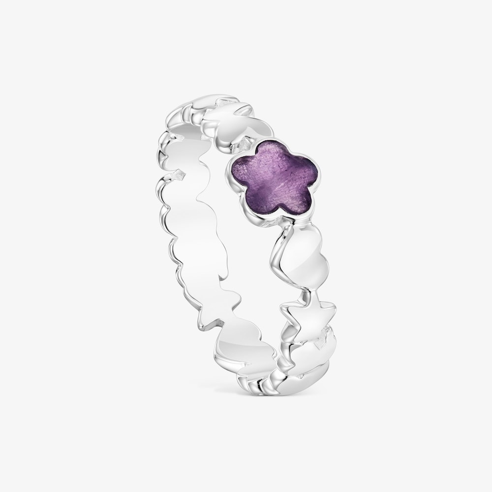 Anillo de plata y amatista flor Bold Motif