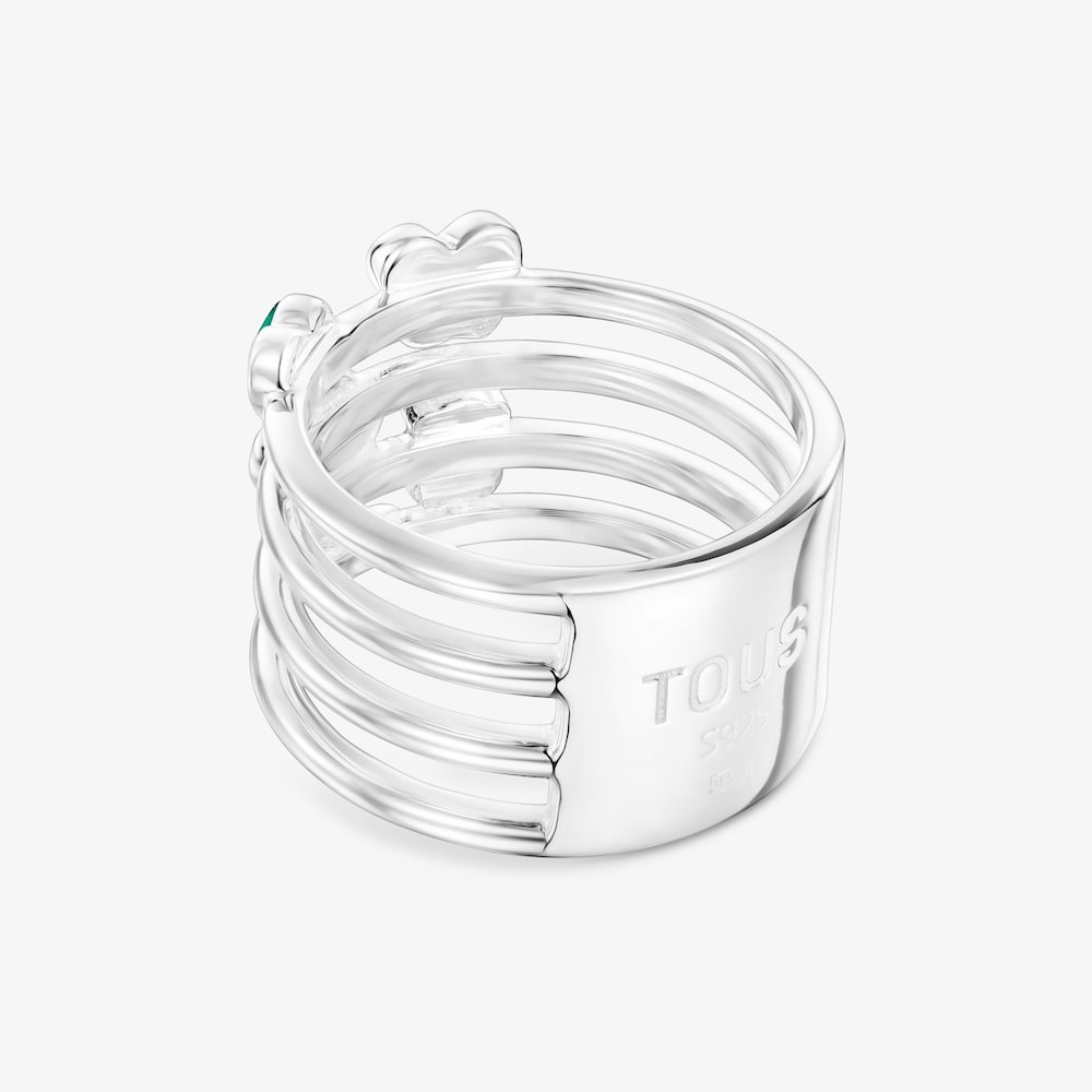 &Scaron;irok&yacute; strieborn&yacute; Prsteň s&nbsp;drahokamami a&nbsp;mot&iacute;vmi Bold Motif