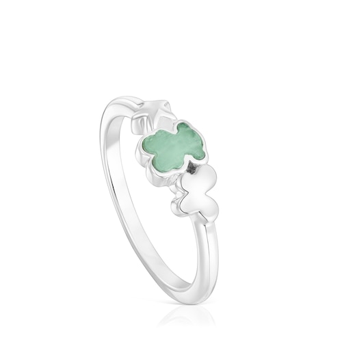 Anillo de plata y amazonita oso Bold Motif