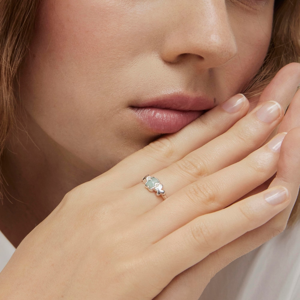 Anillo de plata y amazonita oso Bold Motif