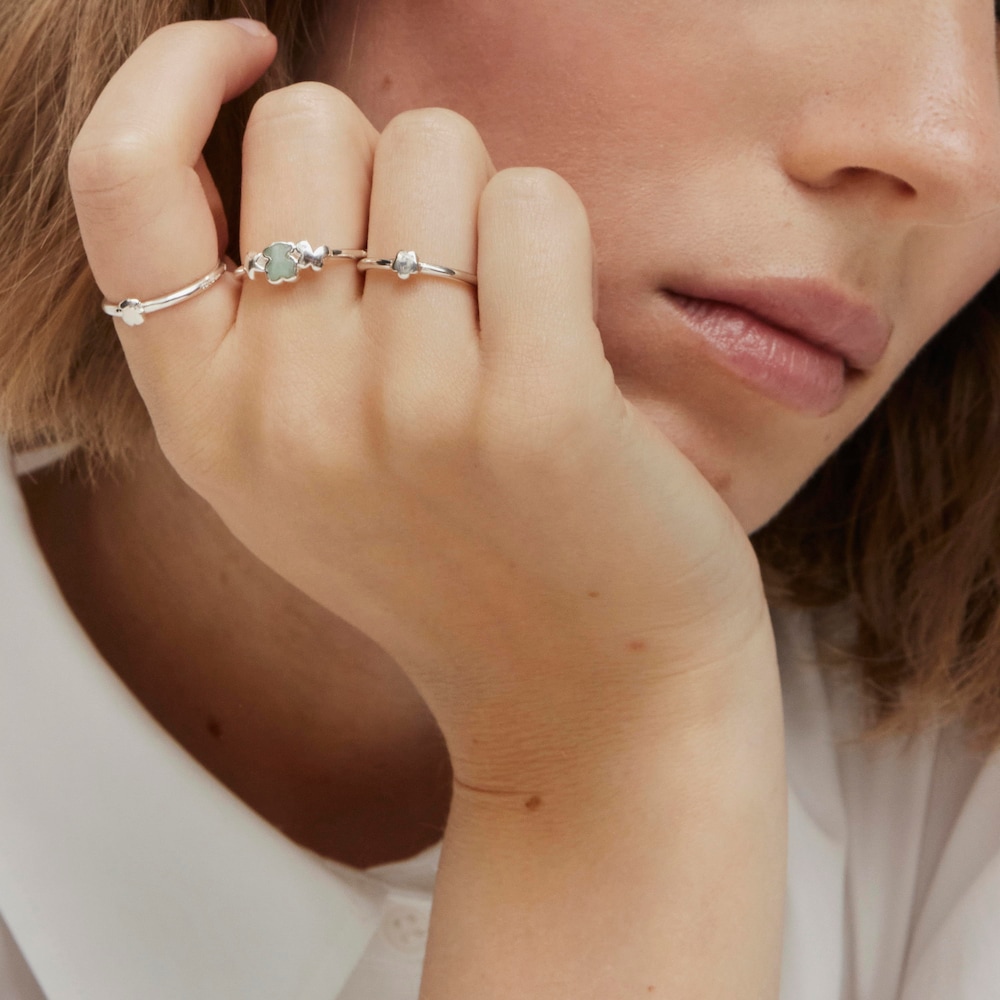 Anillo de plata y amazonita oso Bold Motif