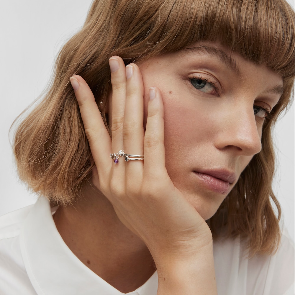 Anillo de plata y amatista Bold Motif