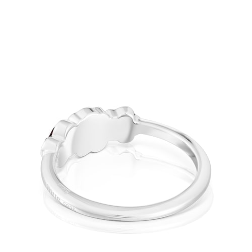 Silver Bold Motif Ring with gemstones and motifs