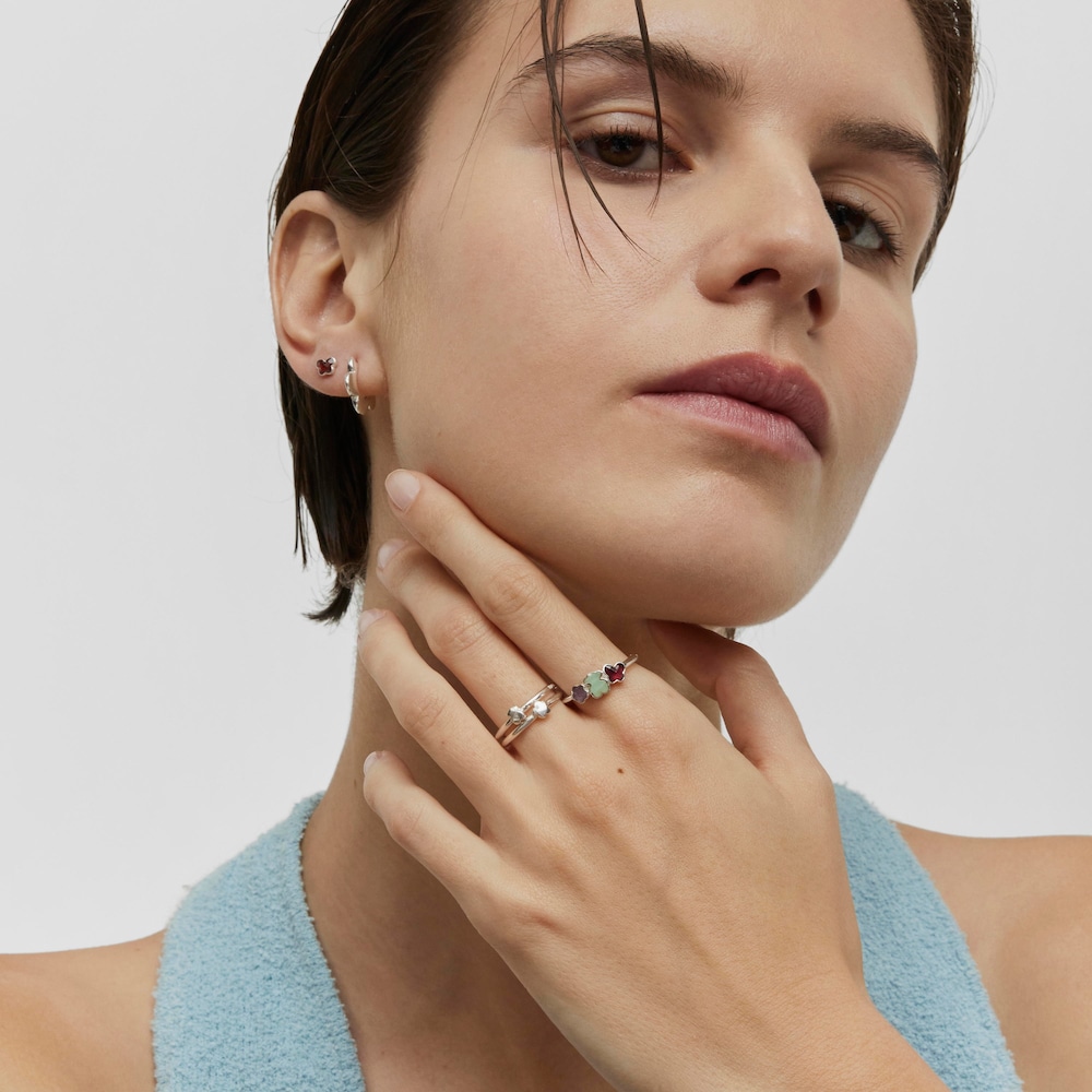 Anillo de plata y gemas motivos Bold Motif