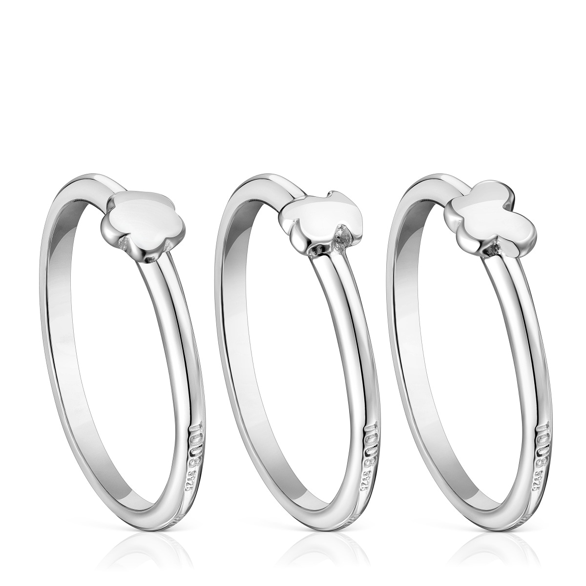 Tous - Pack De Tres Anillos De Plata Motivos Bold Motif Talla 19