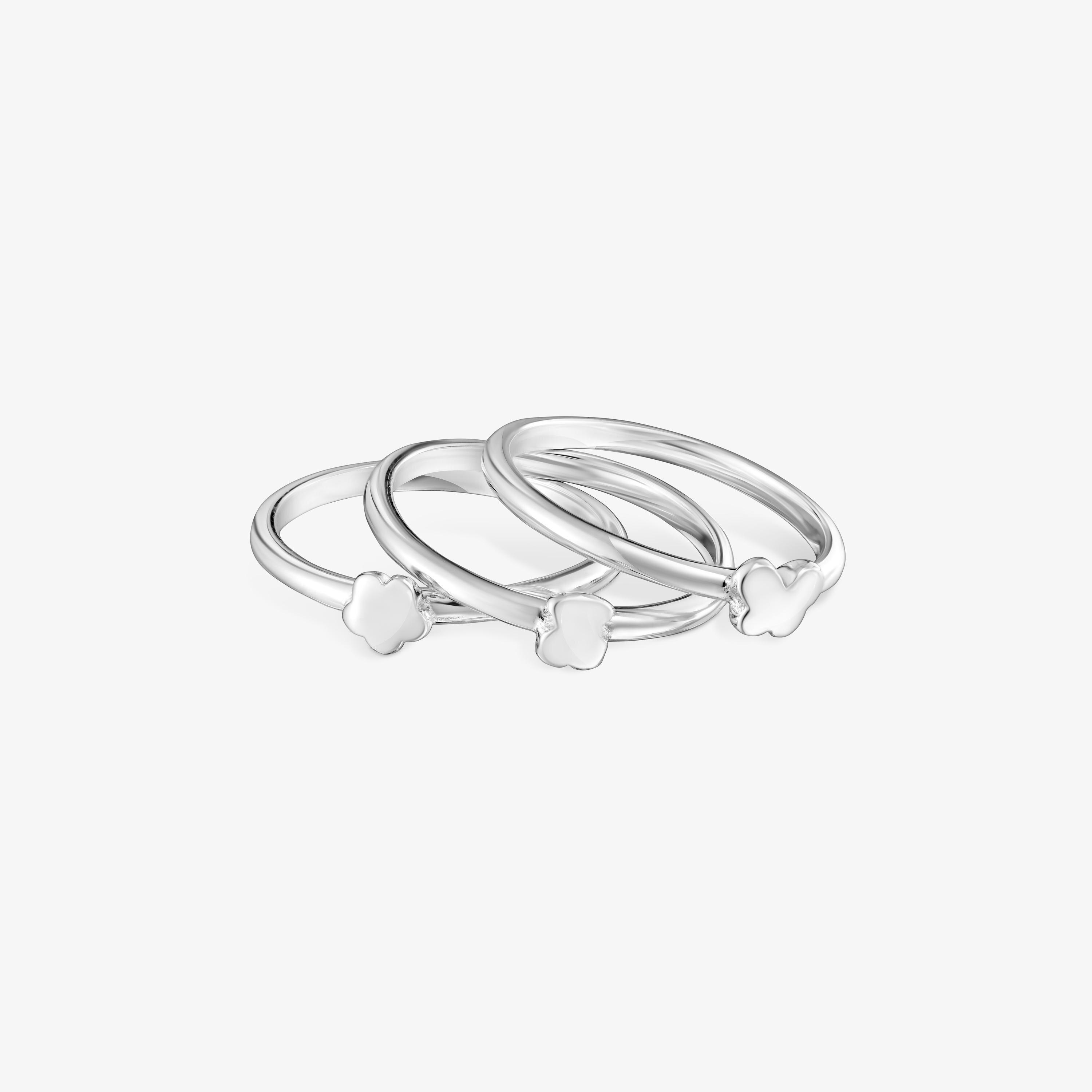 Set of three silver Bold motif Rings