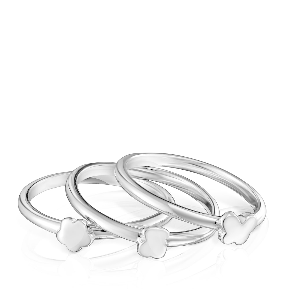 Pack de tres anillos de plata motivos Bold Motif image number 1