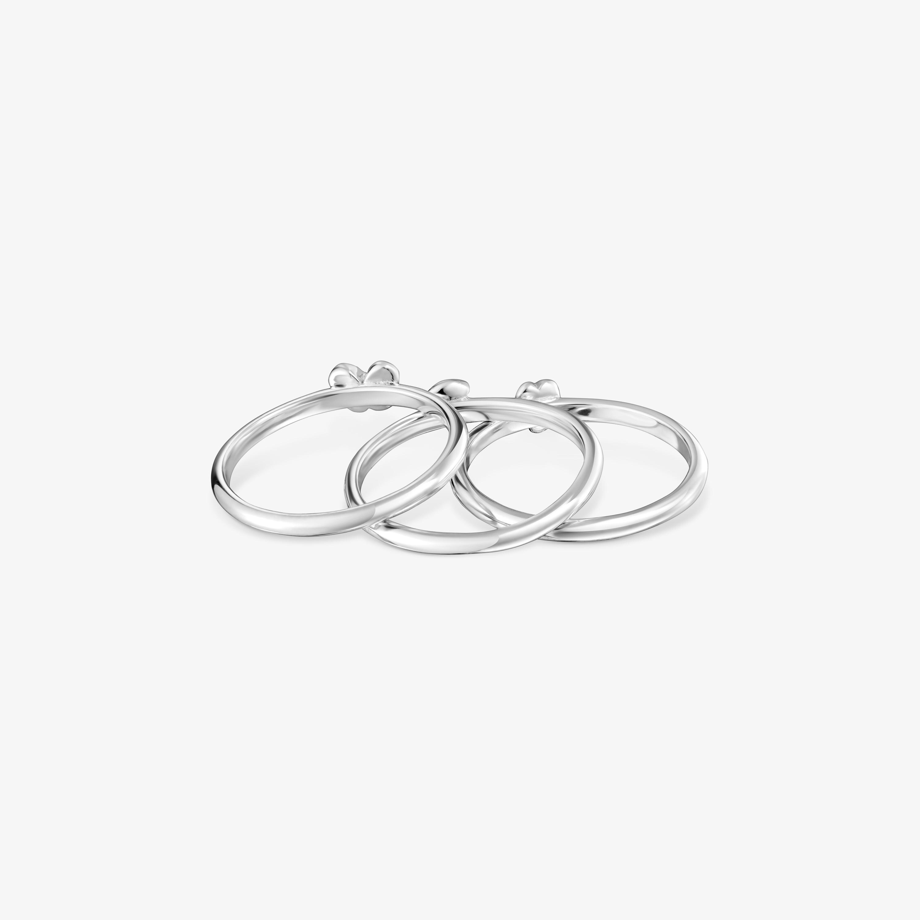 Set of three silver Bold motif Rings