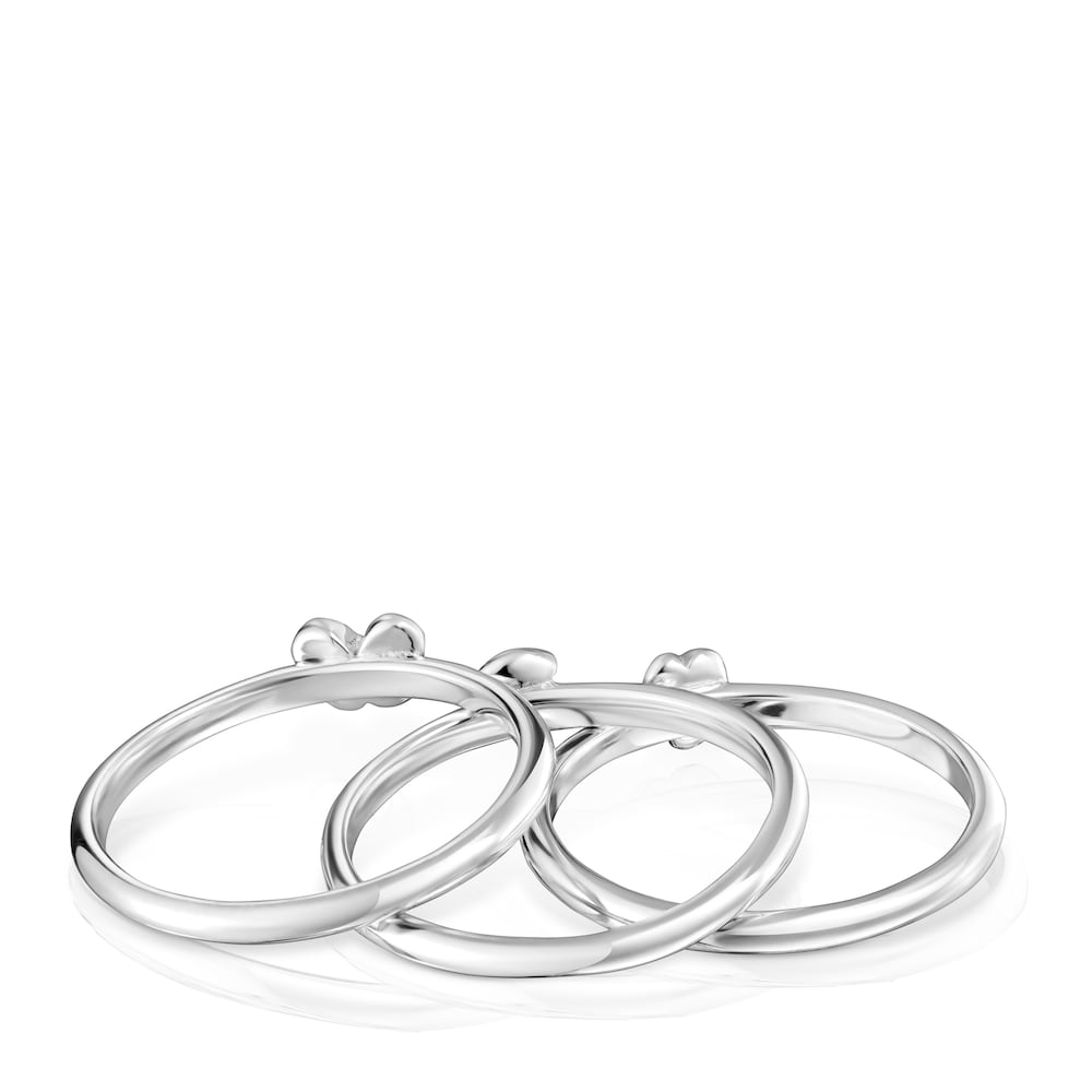Pack de tres anillos de plata motivos Bold Motif image number 2